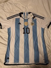 Adidas 2022/23 Argentina Authentic Home 3 Star Jersey #10 Messi Size XL Qatar