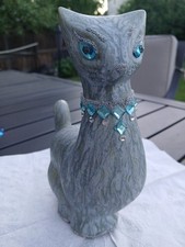 Vintage Rare Mid Century Modern Ceramic Stylized Cat Figurine Bling