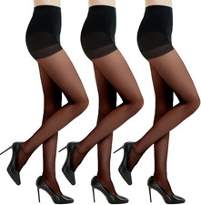 3 Pairs Women'S Sheer Tights - 20D Balck Tights Non Rip Control Top Pantyhose fo