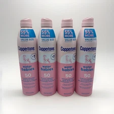 4 Pack: Coppertone Water Babies Sunscreen Spray SPF 50 6oz (Exp. 2/26) W3C