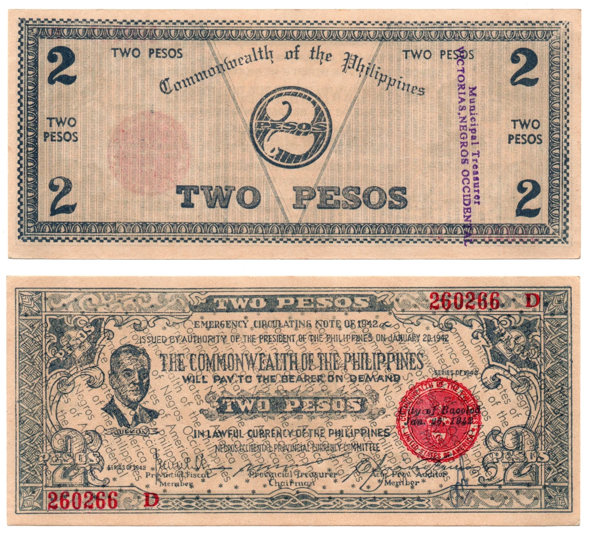 13668 フィリピン 1942年 緊急通貨 セット 10・25・50センタボス 13668