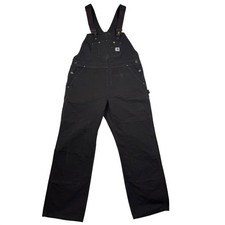 Carhartt Women XL WR006 Dark Brown Cotton Duck Bib Overalls 16x30 Double Front