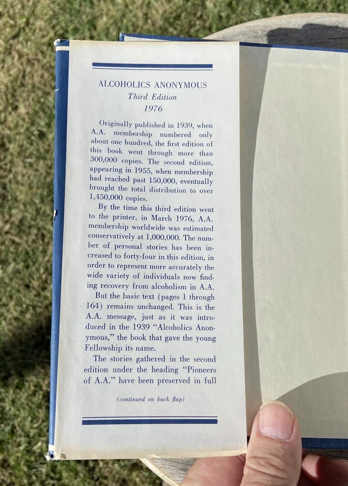 Old AA Book Alcoholics Anonymous Third Edition 24th Printing 1986 & Dust Jacket Foto 3 de 4