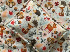 Handmade Dolls Pram Cot Bedding Quilt and Pillow Set Baby Woodland Animals