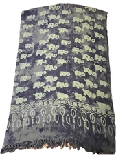 Sarong Blue Elephant Swimsuit Cover Up Wrap Full Size Rayon 63”x45”