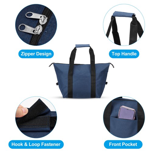 Insulated Lunch Bag, Lunch Tote Bag, 11.42"x6.69"x11.81", Navy Blue - Photo 3/6