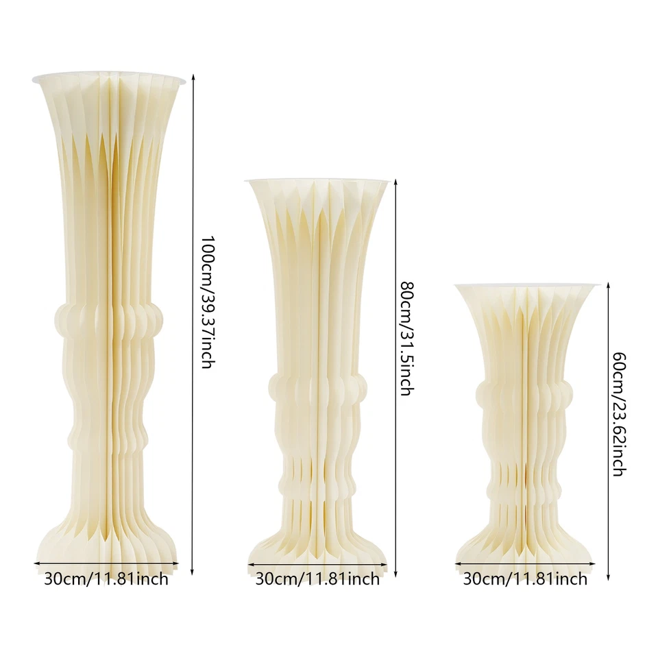 Centro de mesa de cartón plegable con forma de jarrón para boda fiesta 3 piezas Foto 2 de 4