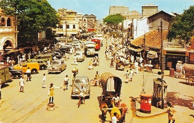 Vintage Pettah Colombo Ceylon Street Scene Postcard 1950s Sri Lanka Cars
