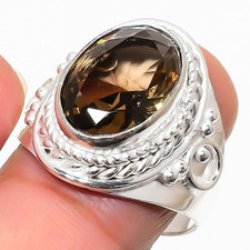 Smoky Quartz Gemstone 925 Sterling Silver Jewelry All Size Ring For Gift