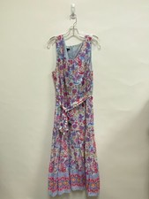Talbots  SIZE  14W Blue/Yellow Coral/Pink Flowers Maxi Plus Size Dress