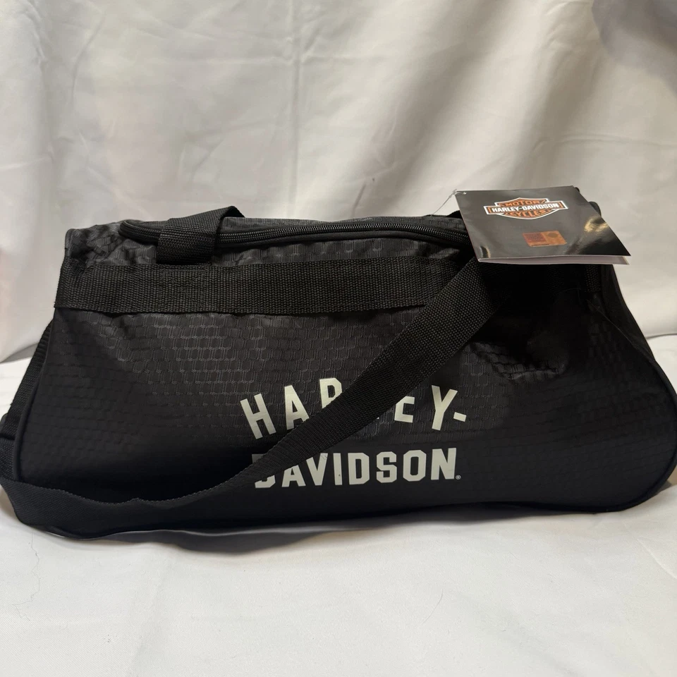 Harley Davidson Off White Shield Logo Sports Duffel Bag Shoulder Strap Black - Image 4 of 4