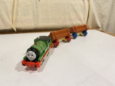 Thomas and Friends Trackmaster Motorized Percy with Two Log Cars