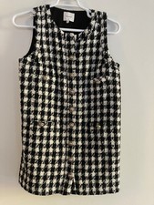 REFORMATION Tropez Sleeveless Black white tweed Mini dress buttons Size 6