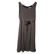 Studio I Women's Brown Polka Dot Sleeveless Midi Dress Size 6 Career