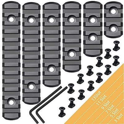 6 Pack Lock Picatinny Rail Aluminum 3/5/7/9/11/13 Slot Set M-Lok Picatinny Rail