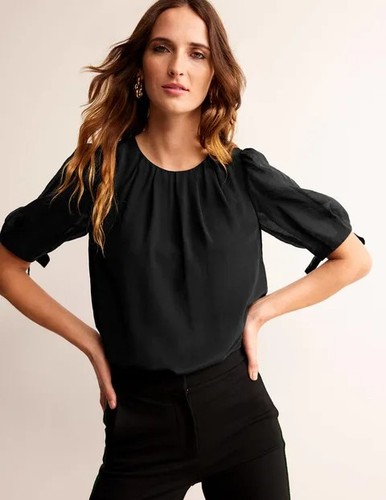 Boden - Organza Puff-Sleeve Top - Damen Oberteil Bluse Elegant NEU UK 12 EU 40