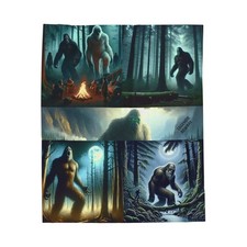 Bigfoot Adventure Velveteen Plush Blanket, Cozy Throw, Gift for Cryptid