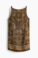 H&M Women Sleeveless Linen Blend Dress Paisley Print Mini Shift Casual Light