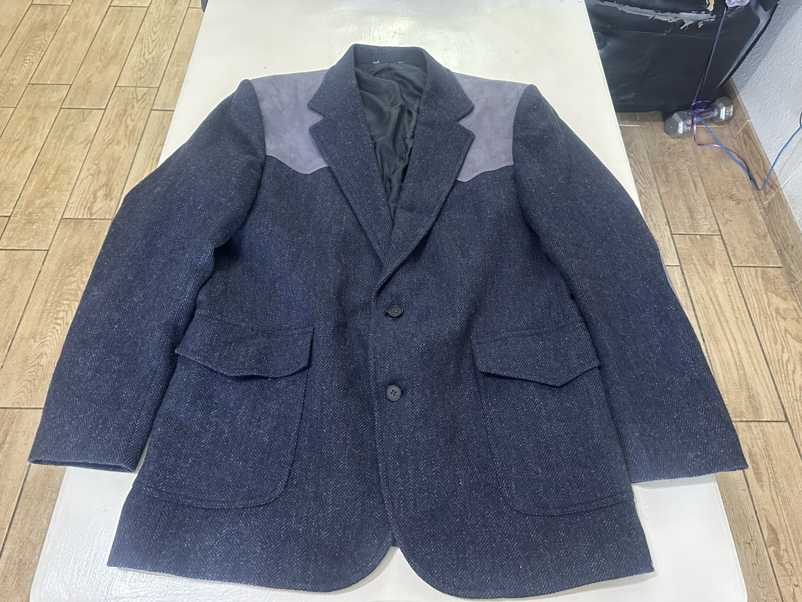 Men’s Pendleton Wool Two Button Navy Blue Herring… - image 6