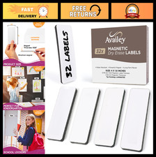 32 Magnetic Dry Erase Labels - Reusable Writable Strips for Classroom, Office, H