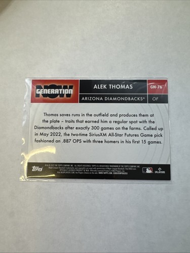 2022 Topps Update Series - Generation Now Alek Thomas #GN-76 (RC) - Bild 2 von 2