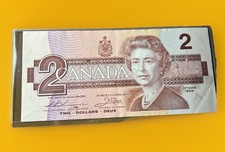 🇨🇦 1986 Canada $2 Dollar Bill Banknote Canadian 2 Dollar Currency Paper Money
