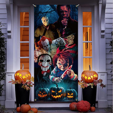 Horror Movie Character Door Banner - Halloween Door Cover Scary Birthday Party D