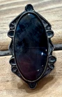 Vintage Sterling Silver Large Oval Jasper Agate Ring Color Shift Purple Gray Sta