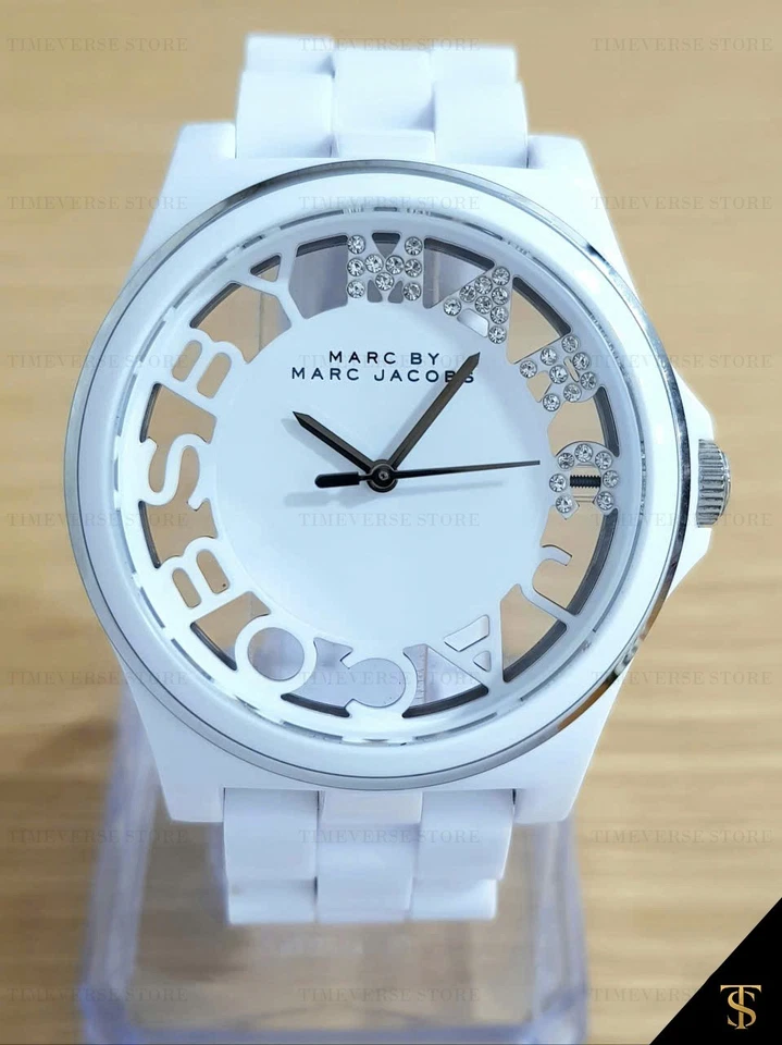 Reloj Marc Jacobs MBM4571 Mujer’s Esqueleto Blanco Resina 40mm Trendy Chic Foto 2 de 4