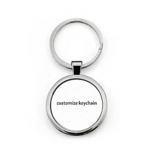 Custom Photo Text Round Stainless Steel Keychain  Engraved Circle Keyring