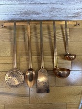 VINTAGE MADE IN KOREA COPPER KITCHEN UTENSILS (5) WITH HANGER