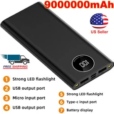 Portable Charger Power Bank Super 9000000mAh 2 USB For Cell Phone Fast Charging