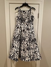 NWT Adrianna Papell Black/White Print Mikado Party Dress -- Size 6