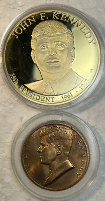 John F Kennedy AMERICAN MINT 24k GOLD LAYERED PROOF 2017 COIN