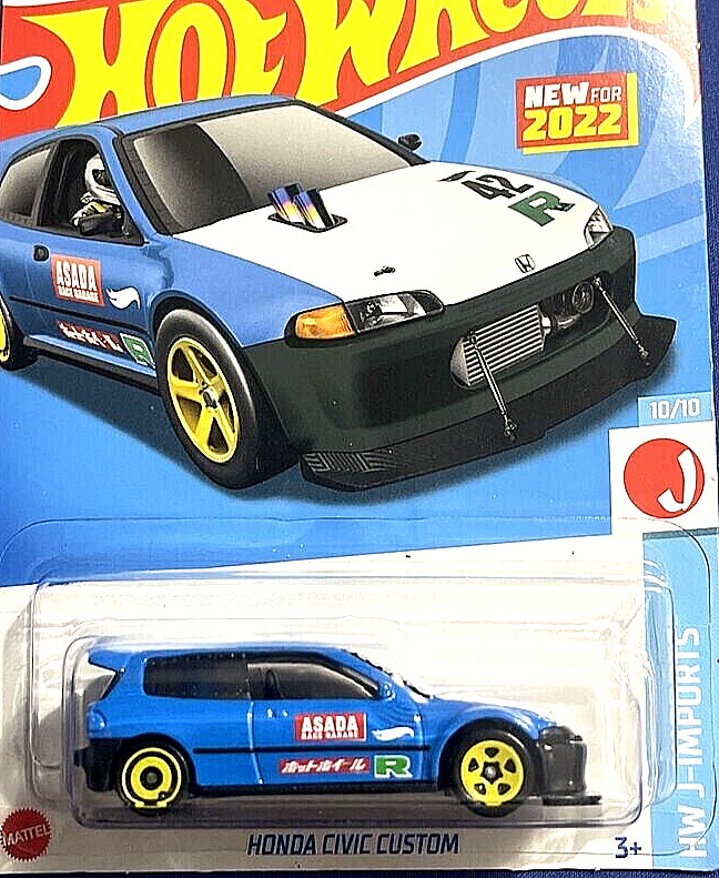 Hot Wheels 2022 Honda Civic Custom Hatchback Ryu Asada Drag Civic Blue