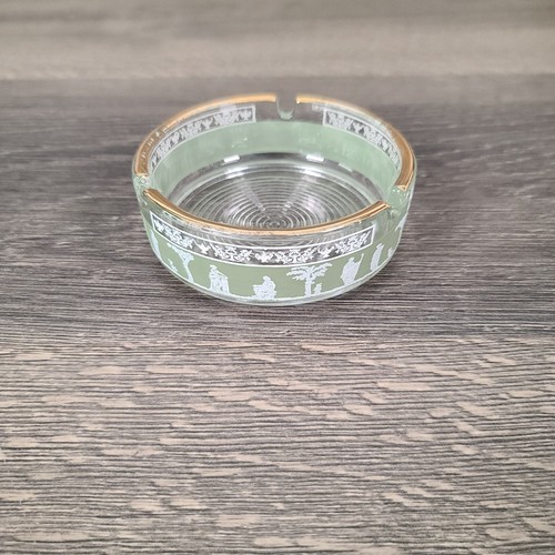 Jeanette Wedgwood Jasperware Green Greek Hellinic Ashtray Gold Color Rim