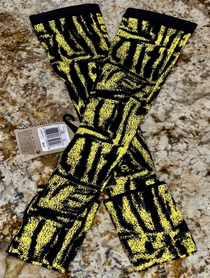 NIKE X ACG Printed Midweight Yellow Black Running Train Arm Sleeves Mens L / XL - Image 3 of 4