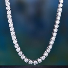 White Round Lab Created Diamond 20Ct Tennis Necklace 16" 925 Sterling Silver