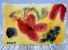 Original Mini Painting Wall Art Signed Naive Expressionism Butterfly OOAK 4x6