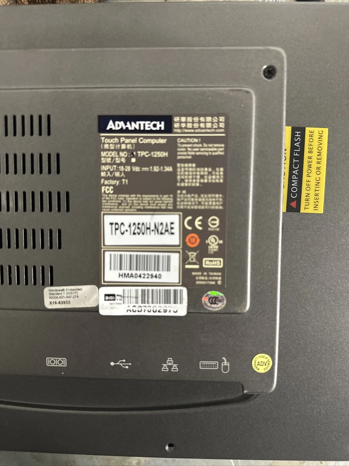 1PC USED ADVANTECH Industrial Touch Tablet PC TPC-1250H TPC-1250H-N2AE - Image 2 of 2