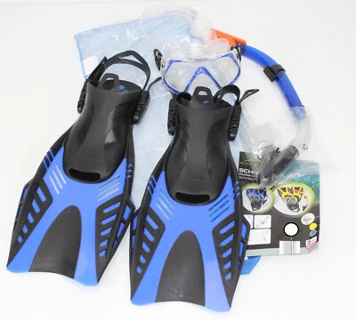 QMBASIC ODER BAUGLEICH Schnorchel Set komplett L XL 42 - 46 Flossen einstellbar mit Taucherbrille -3023