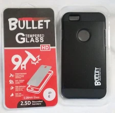 BLACK BULLET HARD CELL PHONE CASE & IMPACT RESISTANT PROTECTIVE GLASS IPHONE6