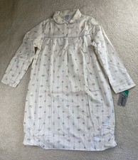 Vintage Sears Nightgown Pajamas M Long Sleeves Granny Floral White Flannel NEW
