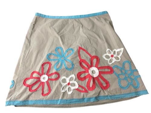 Boden Women’s 20 Skirt Appliqué Flowers A Line Side Zip Knee Length Boho