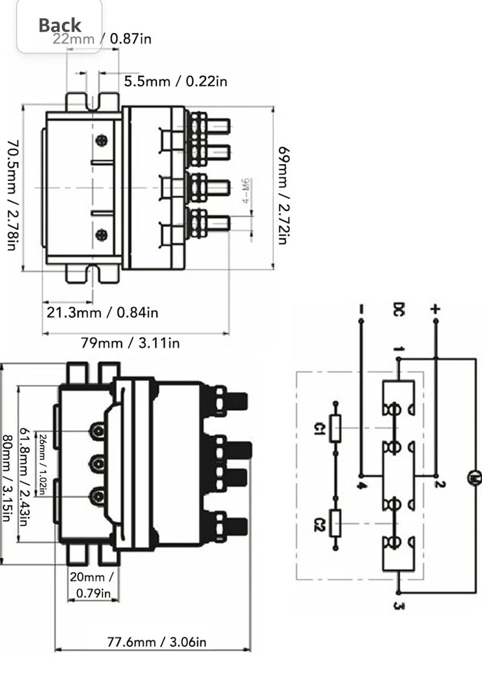 Winch Relay 250A Housing Copper Contact Brass Coil Winch Relay Contactor 12VDC - Image 2 of 4