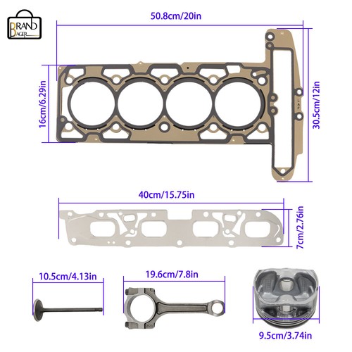 Head Gasket Seal Pistons Rings Con Rods Set For 2010-17 Chevrolet Buick GMC 2.4L - Bild 2 von 19