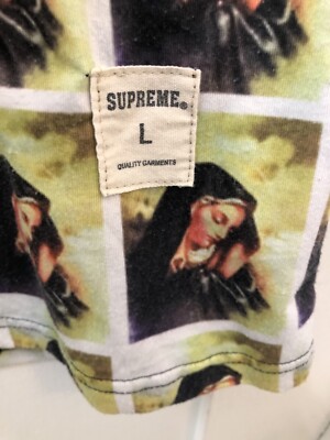 L supreme virgin Mary tee モノクロ 美品 Rare Supreme NYC Streetwear Virgin Mary Tee T-shirt Black Yellow