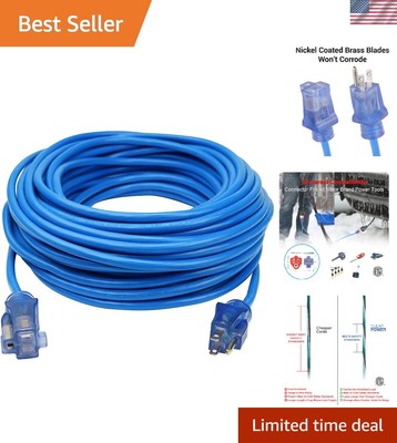 100 ft SJTW Outdoor Extension Cord - Durable, Lighted End for Extreme Conditions