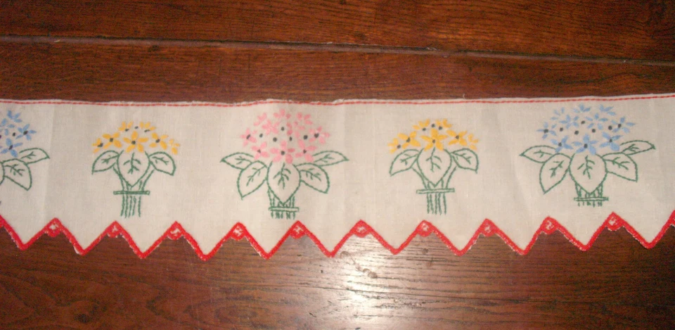Ancienne bande frise d'étagère brodée main - Photo 3/4