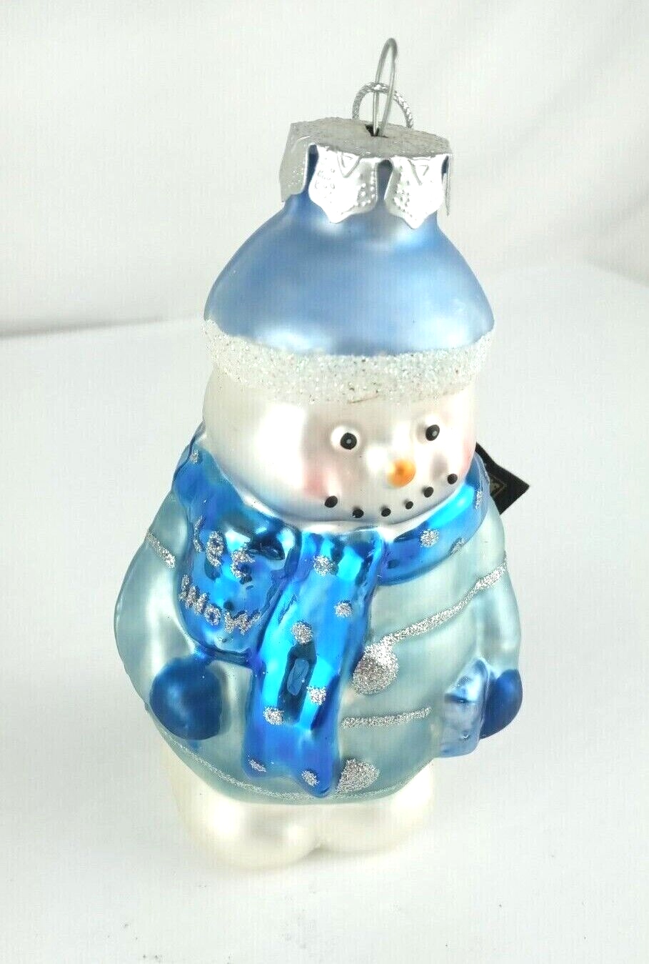 Robert Stanley Home Collection Glass Blue Snowman Christmas Ornament